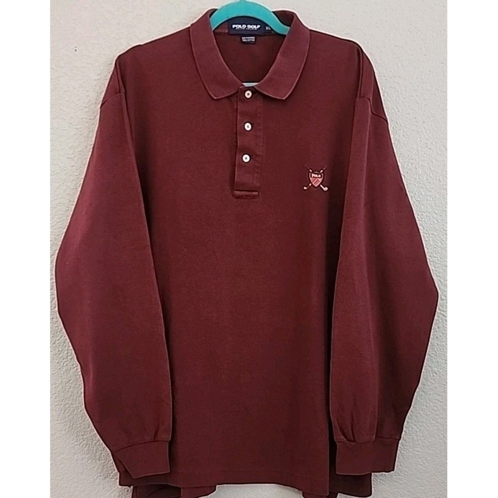 Polo Golf Shirt Mens‎ XL Ralph Lauren Patch Logo Embroidered Long Sleeve Henley